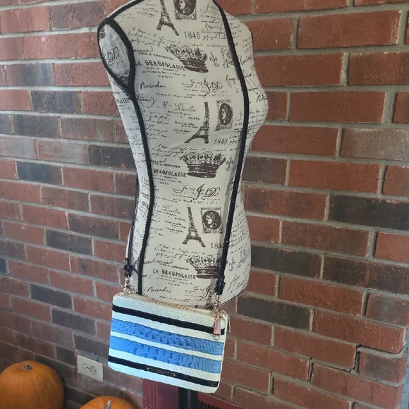 Brahmin Adjustable Crossbody Blue,  White, Reptile - Picture 2 of 16